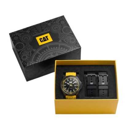 CAT SET-QG-161-27-127 Analog Yellow Silicone Strap Men Watch